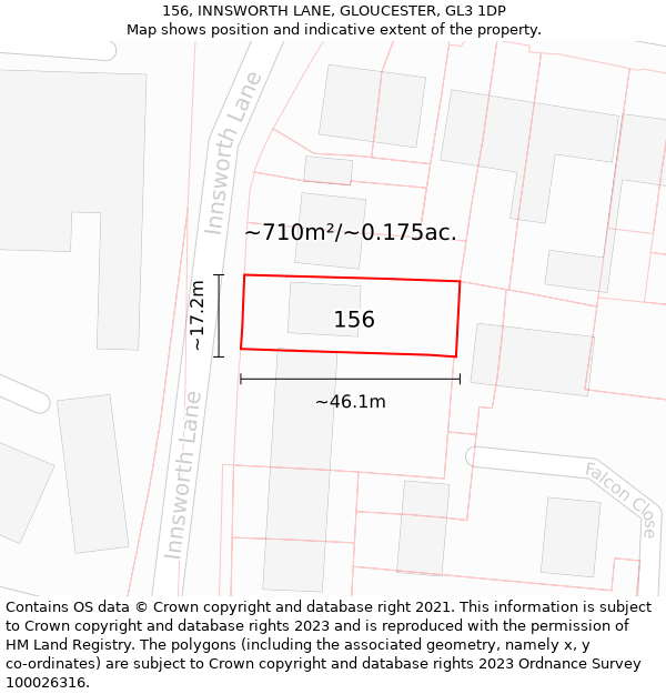 156, INNSWORTH LANE, GLOUCESTER, GL3 1DP: Plot and title map