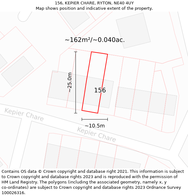 156, KEPIER CHARE, RYTON, NE40 4UY: Plot and title map