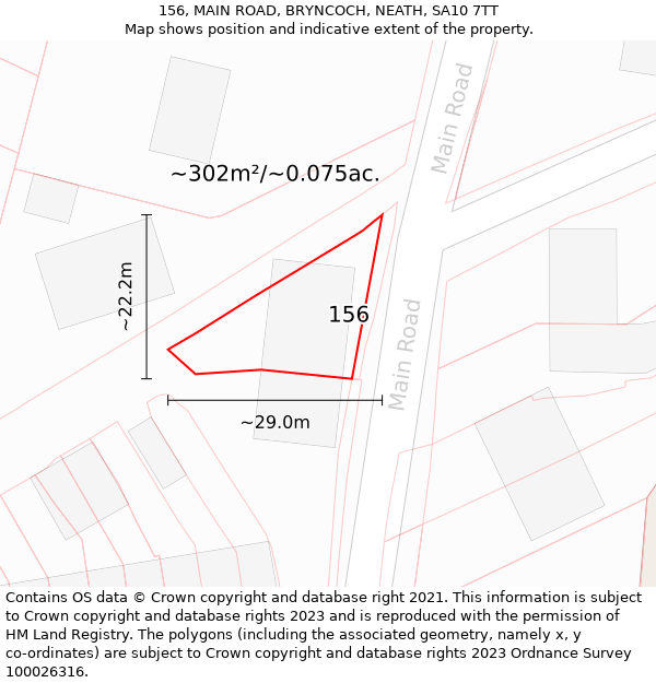 156, MAIN ROAD, BRYNCOCH, NEATH, SA10 7TT: Plot and title map