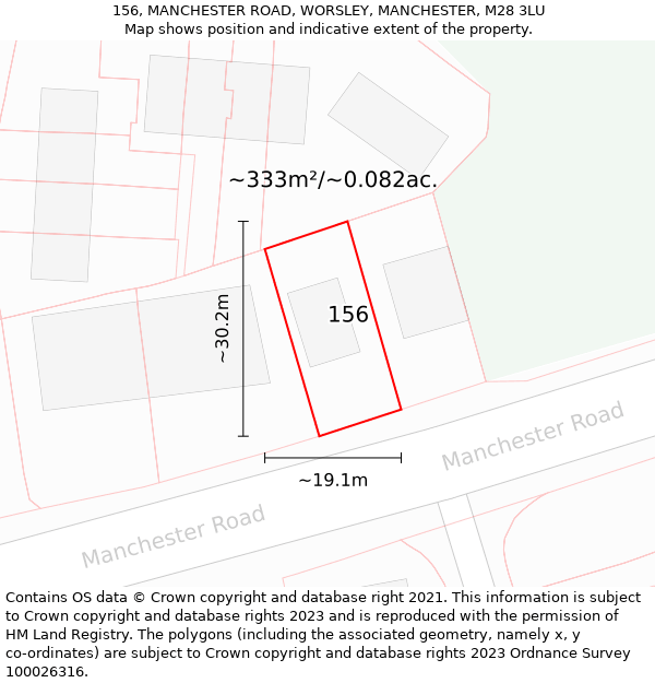 156, MANCHESTER ROAD, WORSLEY, MANCHESTER, M28 3LU: Plot and title map