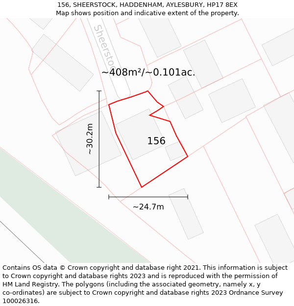 156, SHEERSTOCK, HADDENHAM, AYLESBURY, HP17 8EX: Plot and title map