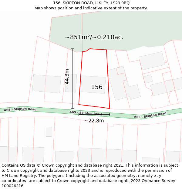 156, SKIPTON ROAD, ILKLEY, LS29 9BQ: Plot and title map