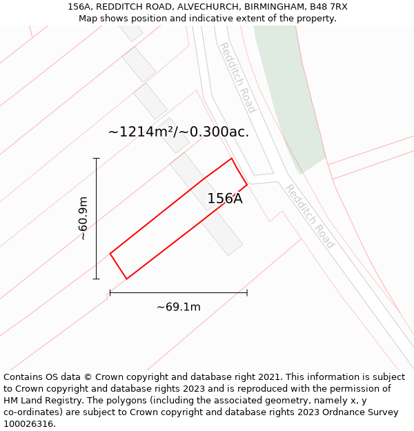 156A, REDDITCH ROAD, ALVECHURCH, BIRMINGHAM, B48 7RX: Plot and title map