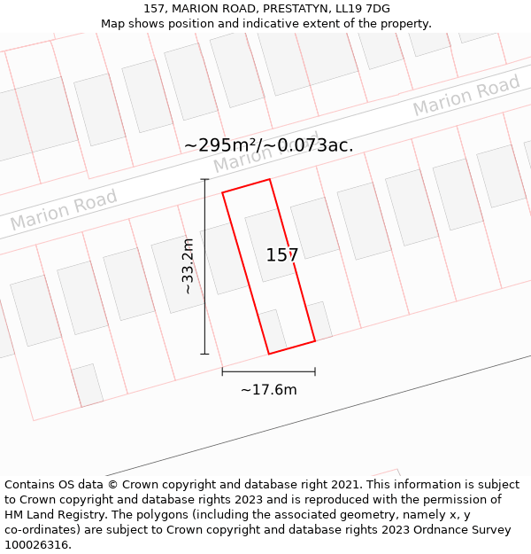 157, MARION ROAD, PRESTATYN, LL19 7DG: Plot and title map