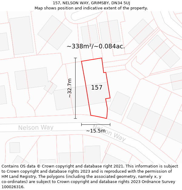 157, NELSON WAY, GRIMSBY, DN34 5UJ: Plot and title map