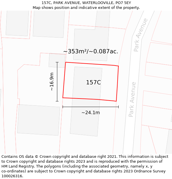 157C, PARK AVENUE, WATERLOOVILLE, PO7 5EY: Plot and title map