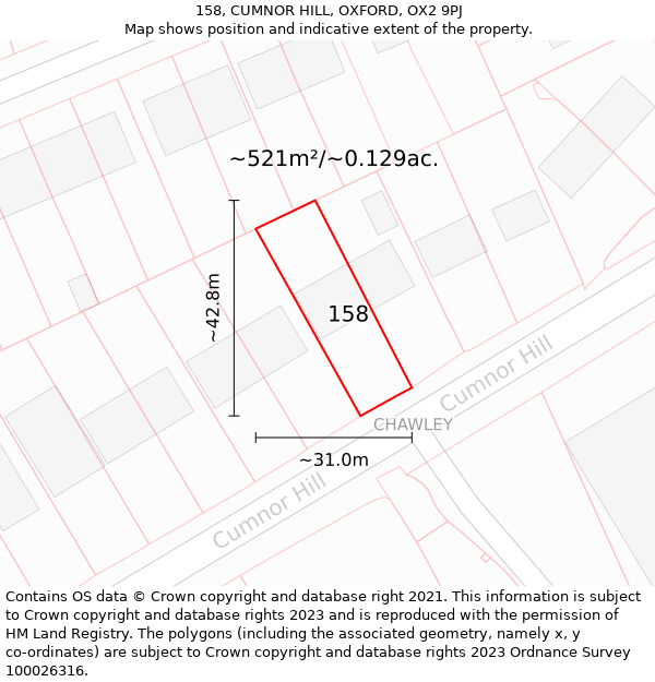 158, CUMNOR HILL, OXFORD, OX2 9PJ: Plot and title map