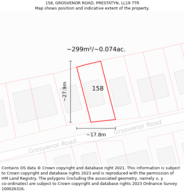 158, GROSVENOR ROAD, PRESTATYN, LL19 7TR: Plot and title map