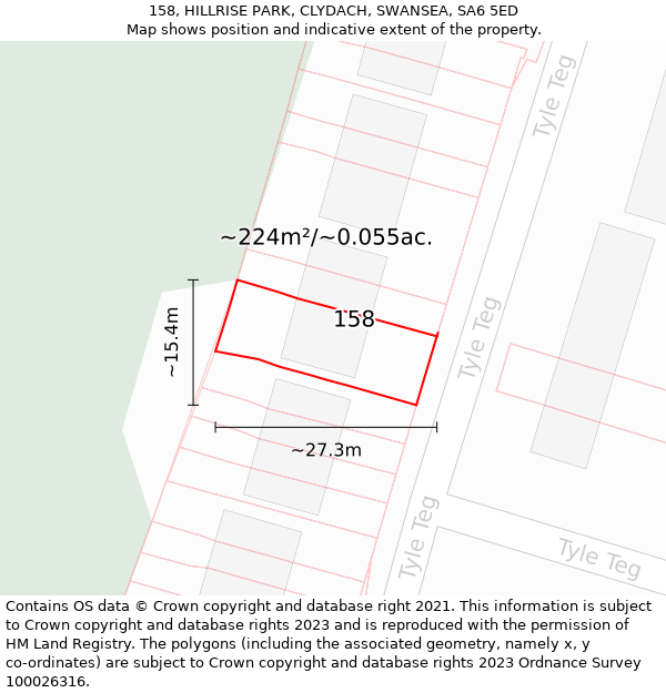 158, HILLRISE PARK, CLYDACH, SWANSEA, SA6 5ED: Plot and title map