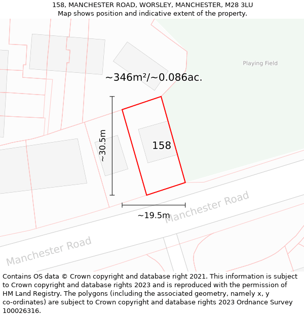 158, MANCHESTER ROAD, WORSLEY, MANCHESTER, M28 3LU: Plot and title map