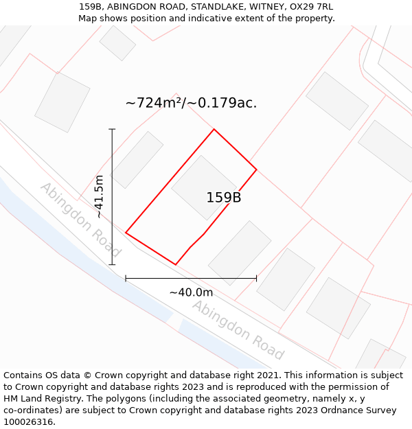 159B, ABINGDON ROAD, STANDLAKE, WITNEY, OX29 7RL: Plot and title map