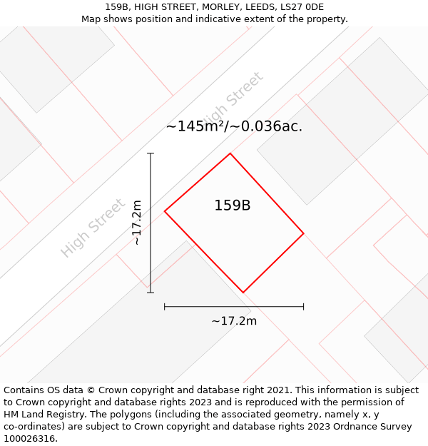 159B, HIGH STREET, MORLEY, LEEDS, LS27 0DE: Plot and title map