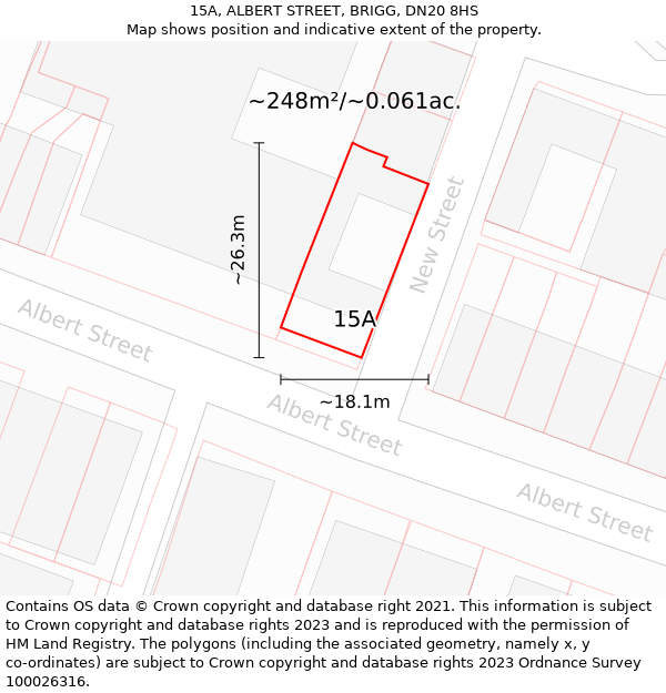 15A, ALBERT STREET, BRIGG, DN20 8HS: Plot and title map