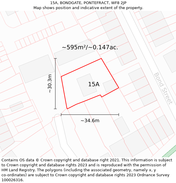 15A, BONDGATE, PONTEFRACT, WF8 2JP: Plot and title map