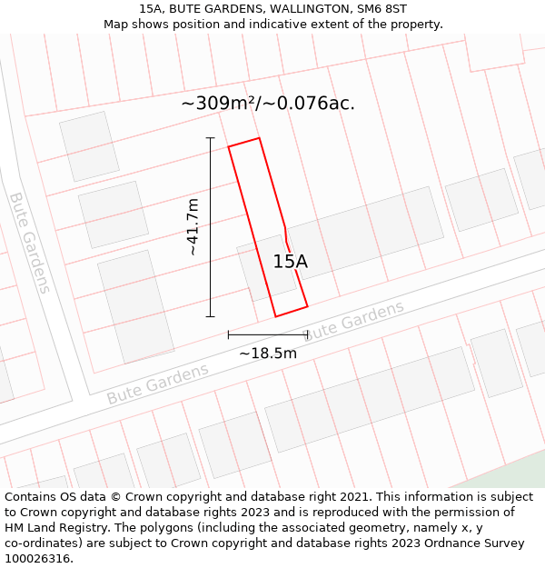 15A, BUTE GARDENS, WALLINGTON, SM6 8ST: Plot and title map