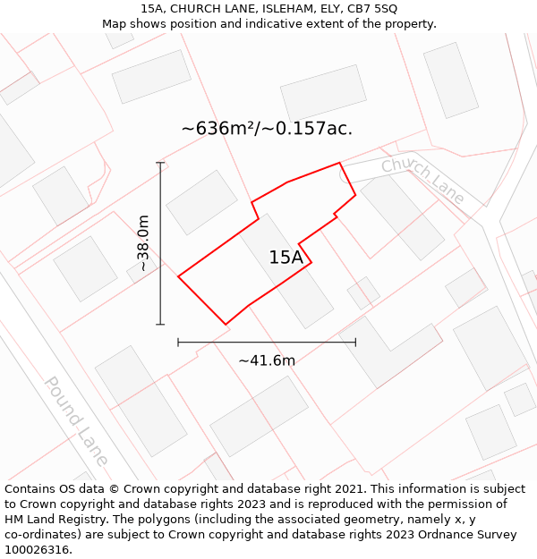 15A, CHURCH LANE, ISLEHAM, ELY, CB7 5SQ: Plot and title map