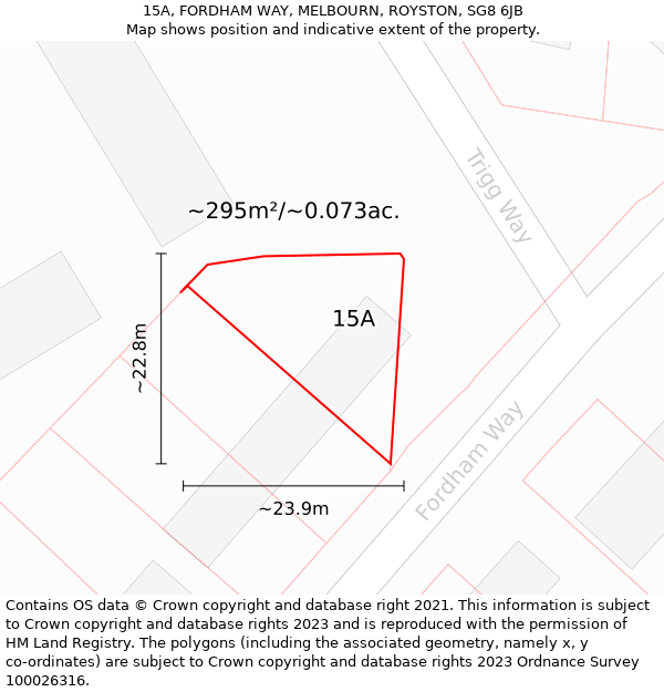 15A, FORDHAM WAY, MELBOURN, ROYSTON, SG8 6JB: Plot and title map