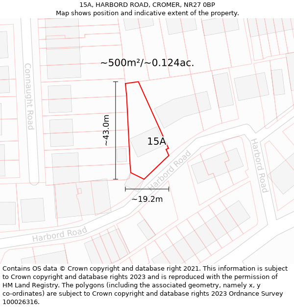 15A, HARBORD ROAD, CROMER, NR27 0BP: Plot and title map