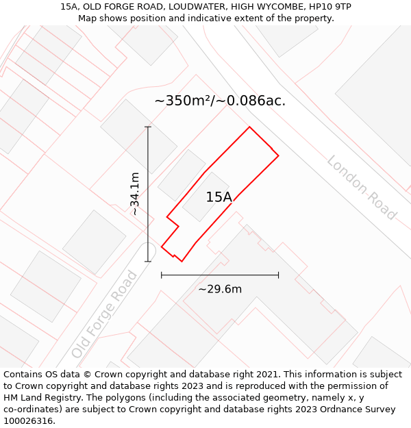 15A, OLD FORGE ROAD, LOUDWATER, HIGH WYCOMBE, HP10 9TP: Plot and title map