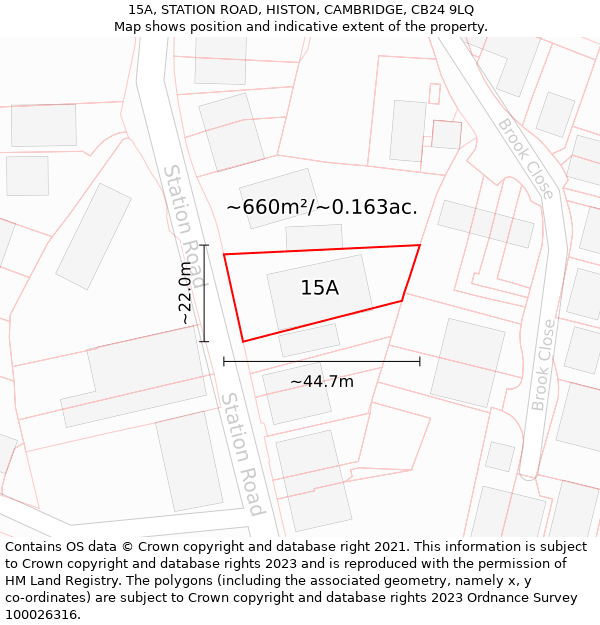 15A, STATION ROAD, HISTON, CAMBRIDGE, CB24 9LQ: Plot and title map