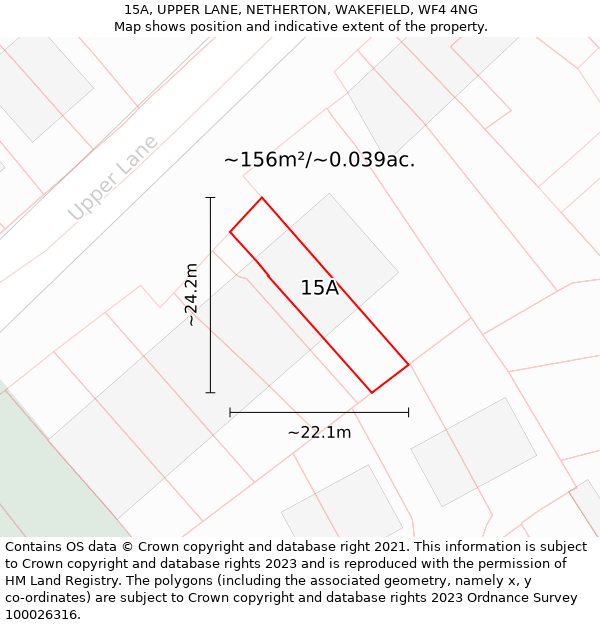 15A, UPPER LANE, NETHERTON, WAKEFIELD, WF4 4NG: Plot and title map