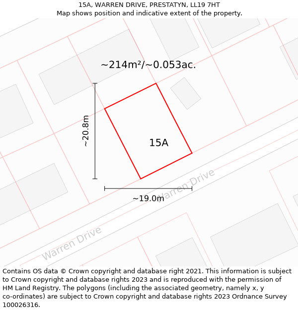 15A, WARREN DRIVE, PRESTATYN, LL19 7HT: Plot and title map