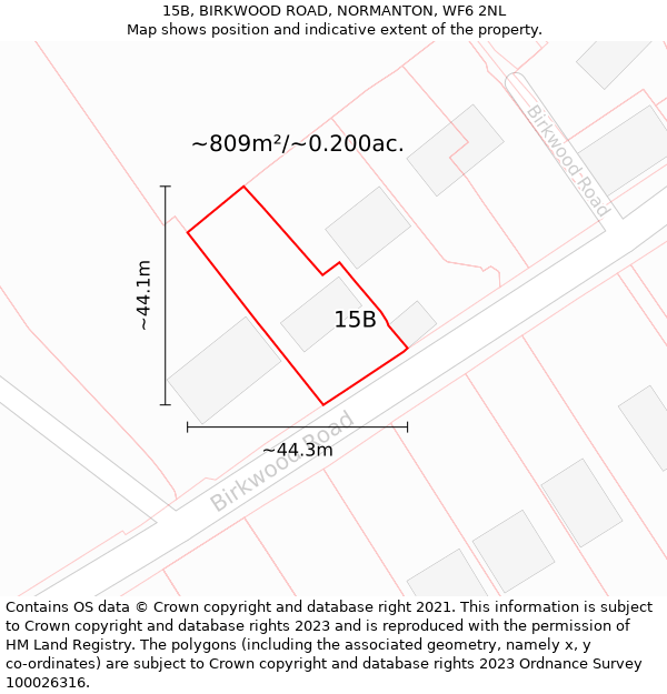 15B, BIRKWOOD ROAD, NORMANTON, WF6 2NL: Plot and title map
