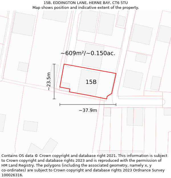 15B, EDDINGTON LANE, HERNE BAY, CT6 5TU: Plot and title map