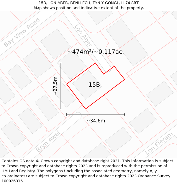 15B, LON ABER, BENLLECH, TYN-Y-GONGL, LL74 8RT: Plot and title map
