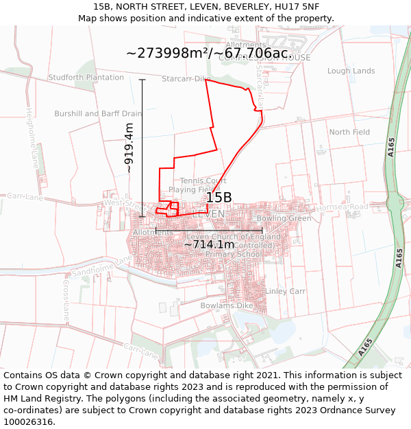 15B, NORTH STREET, LEVEN, BEVERLEY, HU17 5NF: Plot and title map