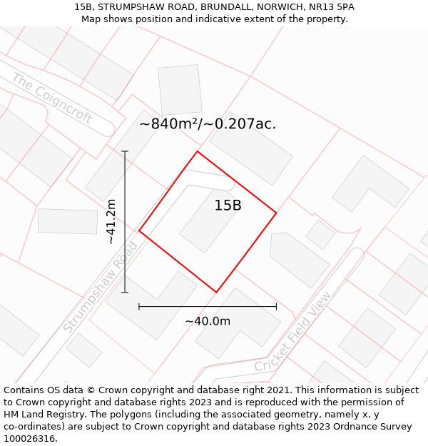 15B, STRUMPSHAW ROAD, BRUNDALL, NORWICH, NR13 5PA: Plot and title map