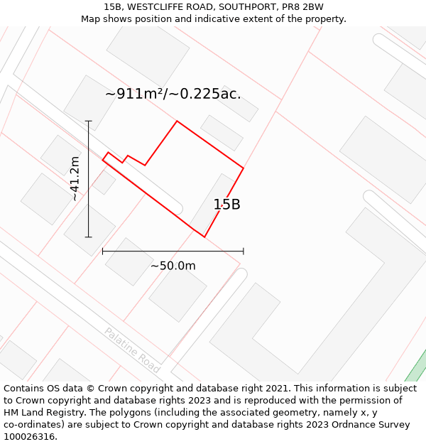 15B, WESTCLIFFE ROAD, SOUTHPORT, PR8 2BW: Plot and title map