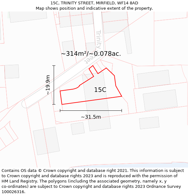 15C, TRINITY STREET, MIRFIELD, WF14 8AD: Plot and title map