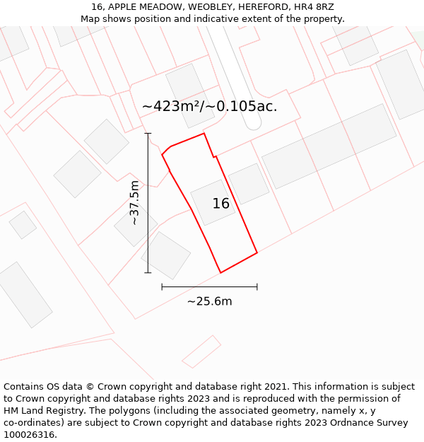 16, APPLE MEADOW, WEOBLEY, HEREFORD, HR4 8RZ: Plot and title map