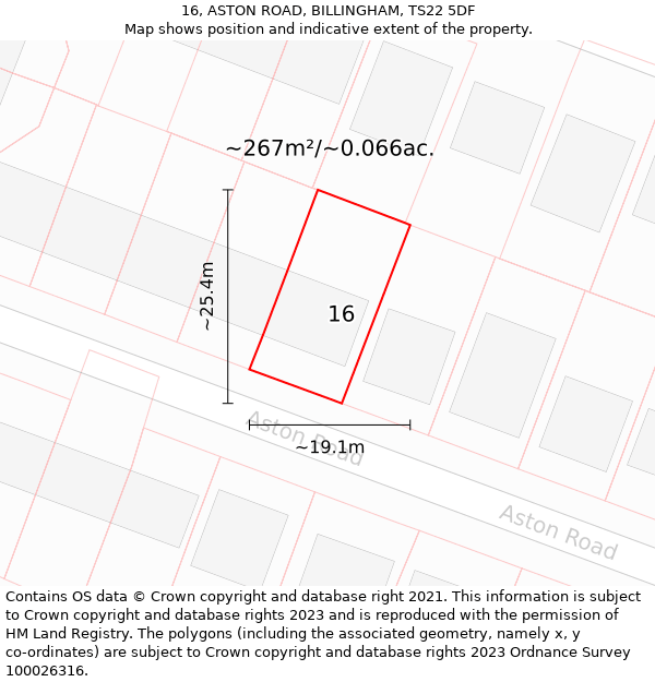 16, ASTON ROAD, BILLINGHAM, TS22 5DF: Plot and title map