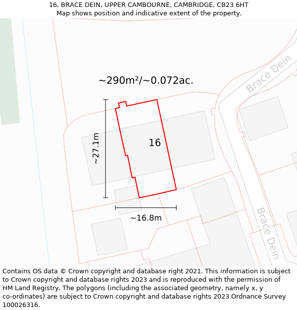 16, BRACE DEIN, UPPER CAMBOURNE, CAMBRIDGE, CB23 6HT: Plot and title map