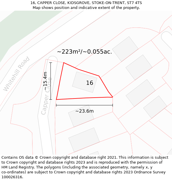 16, CAPPER CLOSE, KIDSGROVE, STOKE-ON-TRENT, ST7 4TS: Plot and title map