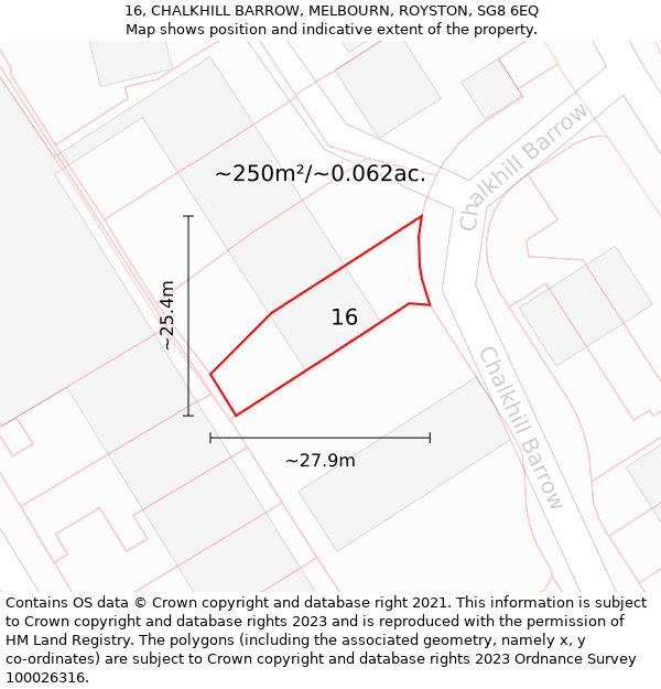 16, CHALKHILL BARROW, MELBOURN, ROYSTON, SG8 6EQ: Plot and title map