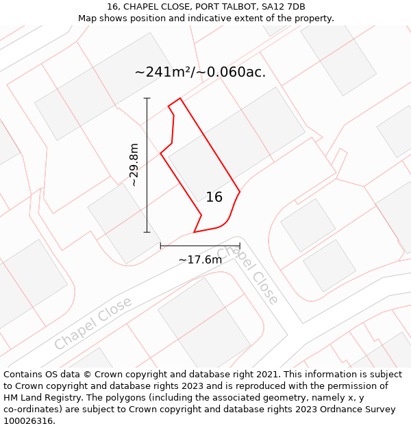16, CHAPEL CLOSE, PORT TALBOT, SA12 7DB: Plot and title map