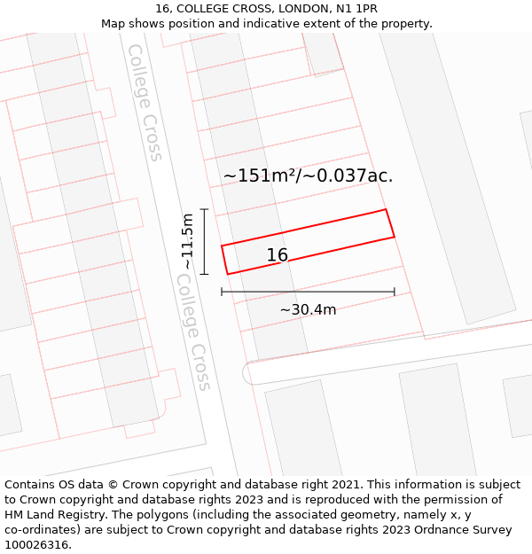 16, COLLEGE CROSS, LONDON, N1 1PR: Plot and title map