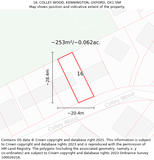 16, COLLEY WOOD, KENNINGTON, OXFORD, OX1 5NF: Plot and title map