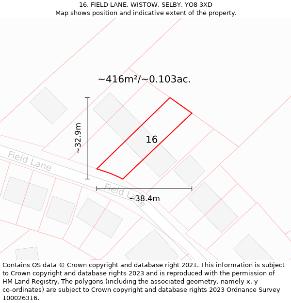 16, FIELD LANE, WISTOW, SELBY, YO8 3XD: Plot and title map