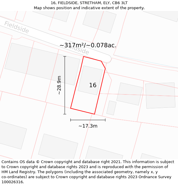 16, FIELDSIDE, STRETHAM, ELY, CB6 3LT: Plot and title map