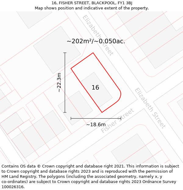16, FISHER STREET, BLACKPOOL, FY1 3BJ: Plot and title map