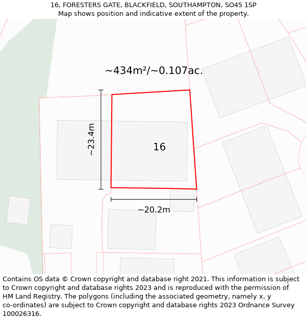 16, FORESTERS GATE, BLACKFIELD, SOUTHAMPTON, SO45 1SP: Plot and title map