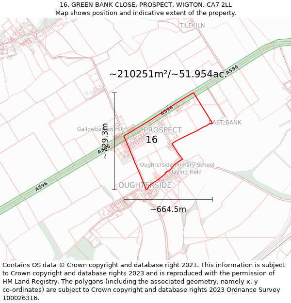 16, GREEN BANK CLOSE, PROSPECT, WIGTON, CA7 2LL: Plot and title map