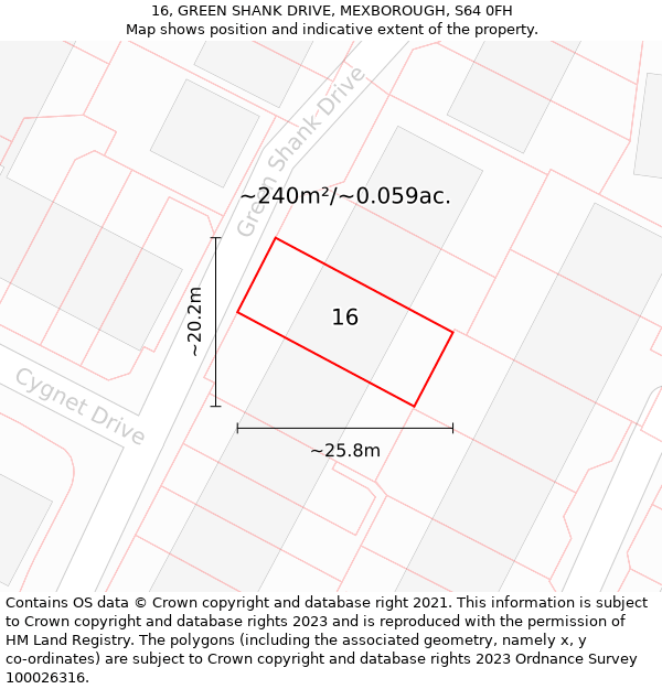 16, GREEN SHANK DRIVE, MEXBOROUGH, S64 0FH: Plot and title map