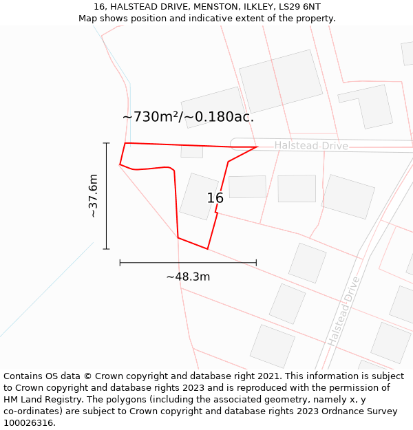 16, HALSTEAD DRIVE, MENSTON, ILKLEY, LS29 6NT: Plot and title map