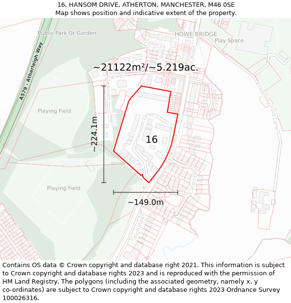 16, HANSOM DRIVE, ATHERTON, MANCHESTER, M46 0SE: Plot and title map