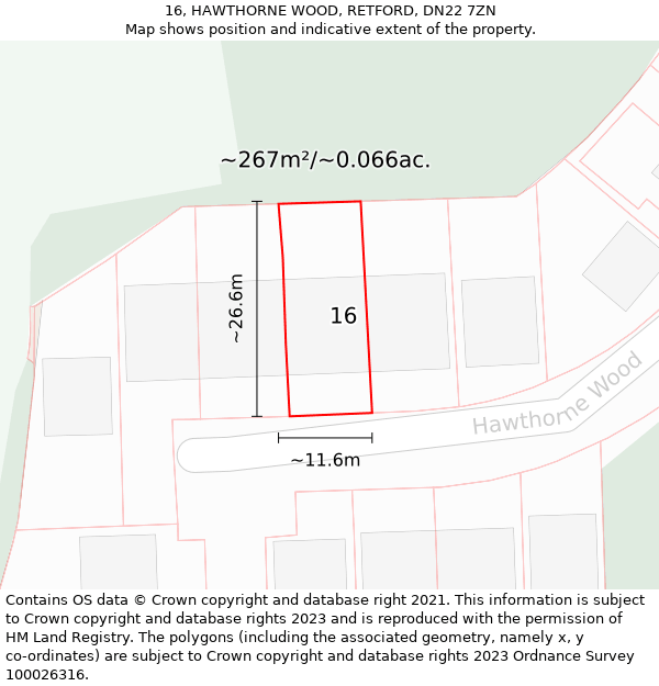 16, HAWTHORNE WOOD, RETFORD, DN22 7ZN: Plot and title map